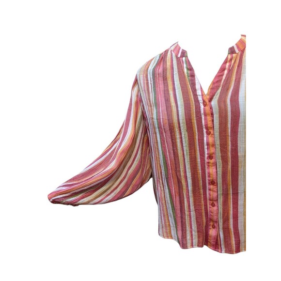 Zac & Rachel Button Down Striped Tunic Blouse XL Lightweight Office Modest Work - Picture 4 of 12